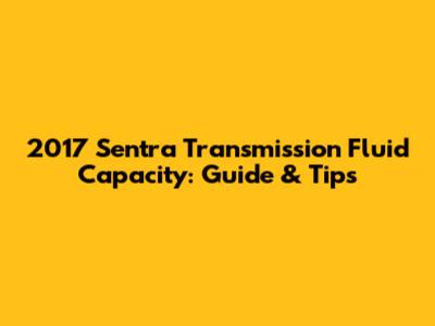 2017 Sentra Transmission Fluid Capacity: Guide & Tips