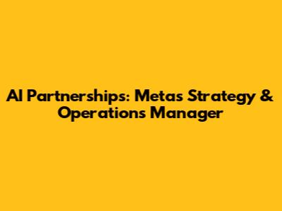 AI Partnerships: Meta's Strategy & Operations Manager