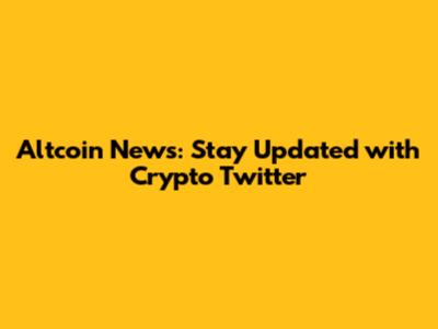 Altcoin News: Stay Updated with Crypto Twitter