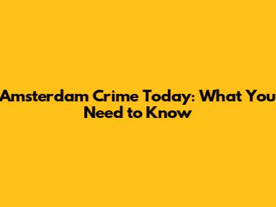 Amsterdam Crime Today: What You Need to Know