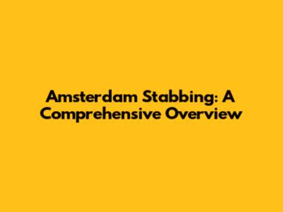 Amsterdam Stabbing: A Comprehensive Overview