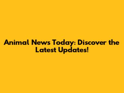 Animal News Today: Discover the Latest Updates!
