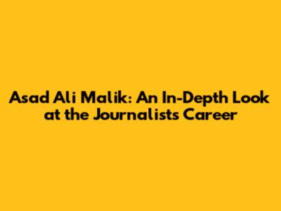 Asad Ali Malik: An In-Depth Look at the Journalist's Career