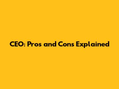 CEO: Pros and Cons Explained