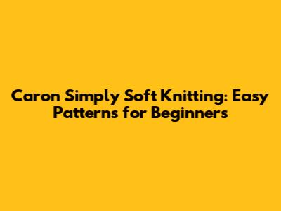 Caron Simply Soft Knitting: Easy Patterns for Beginners