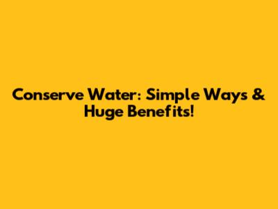 Conserve Water: Simple Ways & Huge Benefits!