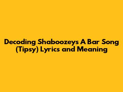 Decoding Shaboozey's 'A Bar Song (Tipsy)' Lyrics and Meaning