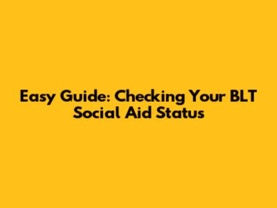 Easy Guide: Checking Your BLT Social Aid Status