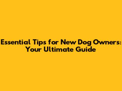 Essential Tips for New Dog Owners: Your Ultimate Guide