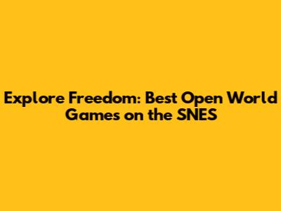 Explore Freedom: Best Open World Games on the SNES