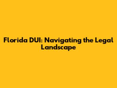 Florida DUI: Navigating the Legal Landscape