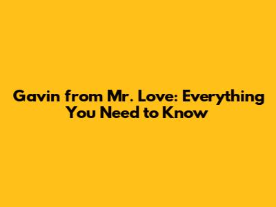 Gavin from Mr. Love: Everything You Need to Know