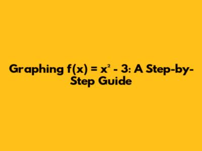 Graphing f(x) = x² - 3: A Step-by-Step Guide