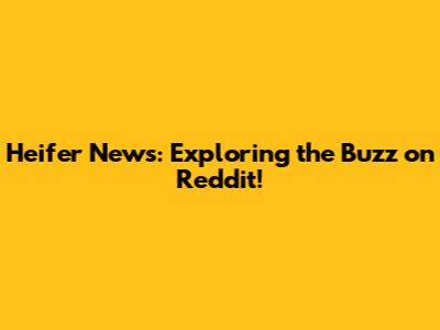 Heifer News: Exploring the Buzz on Reddit!