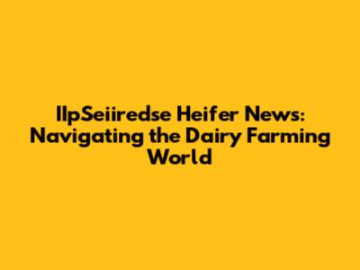 IIpSeiiredse Heifer News: Navigating the Dairy Farming World