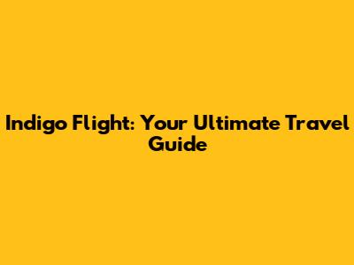 Indigo Flight: Your Ultimate Travel Guide