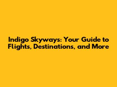Indigo Skyways: Your Guide to Flights, Destinations, and More