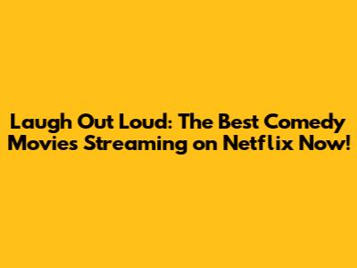 Laugh Out Loud: The Best Comedy Movies Streaming on Netflix Now!