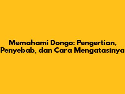 Memahami Dongo: Pengertian, Penyebab, dan Cara Mengatasinya