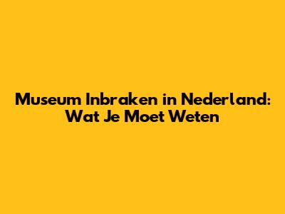 Museum Inbraken in Nederland: Wat Je Moet Weten
