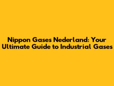 Nippon Gases Nederland: Your Ultimate Guide to Industrial Gases