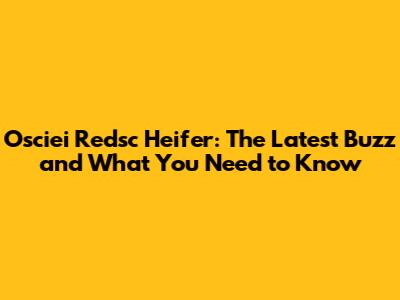 Osciei Redsc Heifer: The Latest Buzz and What You Need to Know