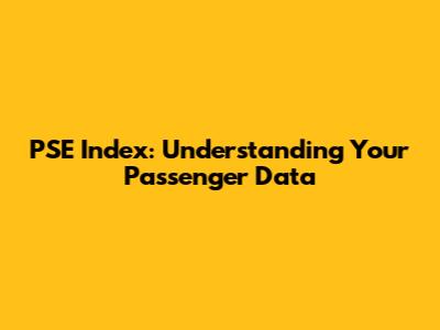PSE Index: Understanding Your Passenger Data