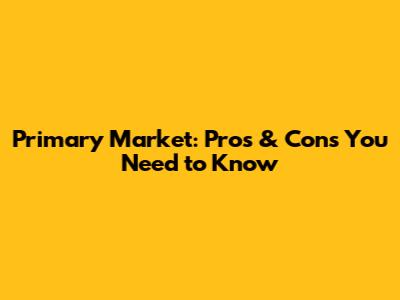 Primary Market: Pros & Cons You Need to Know