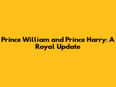 Prince William and Prince Harry: A Royal Update