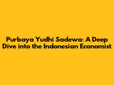 Purbaya Yudhi Sadewa: A Deep Dive into the Indonesian Economist