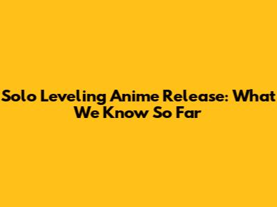 Solo Leveling Anime Release: What We Know So Far