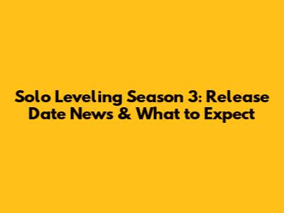 Solo Leveling Season 3: Release Date News & What to Expect