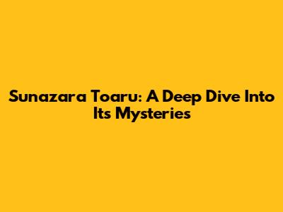 Sunazara Toaru: A Deep Dive Into Its Mysteries