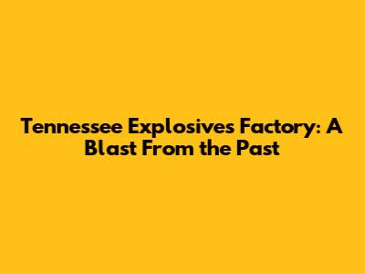 Tennessee Explosives Factory: A Blast From the Past