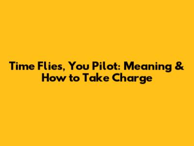 Time Flies, You Pilot: Meaning & How to Take Charge