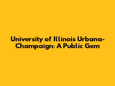University of Illinois Urbana-Champaign: A Public Gem