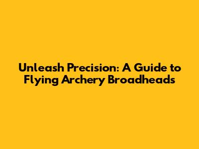 Unleash Precision: A Guide to Flying Archery Broadheads