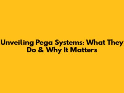 Unveiling Pega Systems: What They Do & Why It Matters