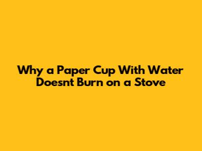 Why a Paper Cup With Water Doesn't Burn on a Stove