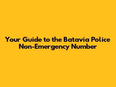 Your Guide to the Batavia Police Non-Emergency Number
