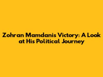 Zohran Mamdani's Victory: A Look at His Political Journey